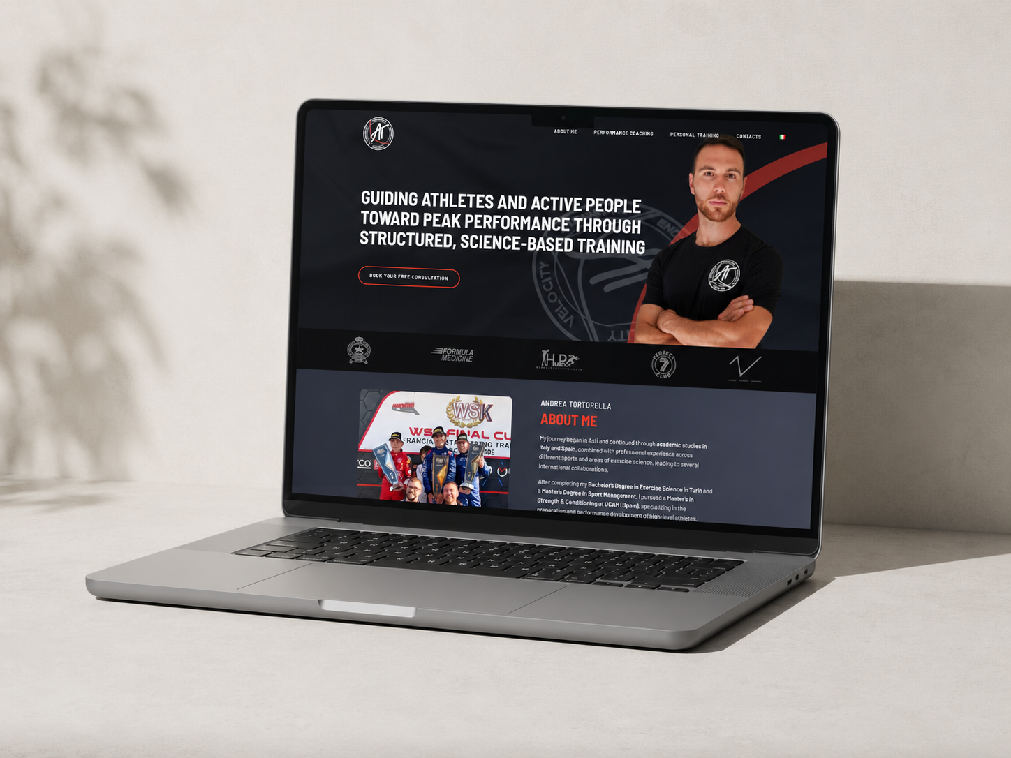 Homepage andreatortorella.it, mockup desktop